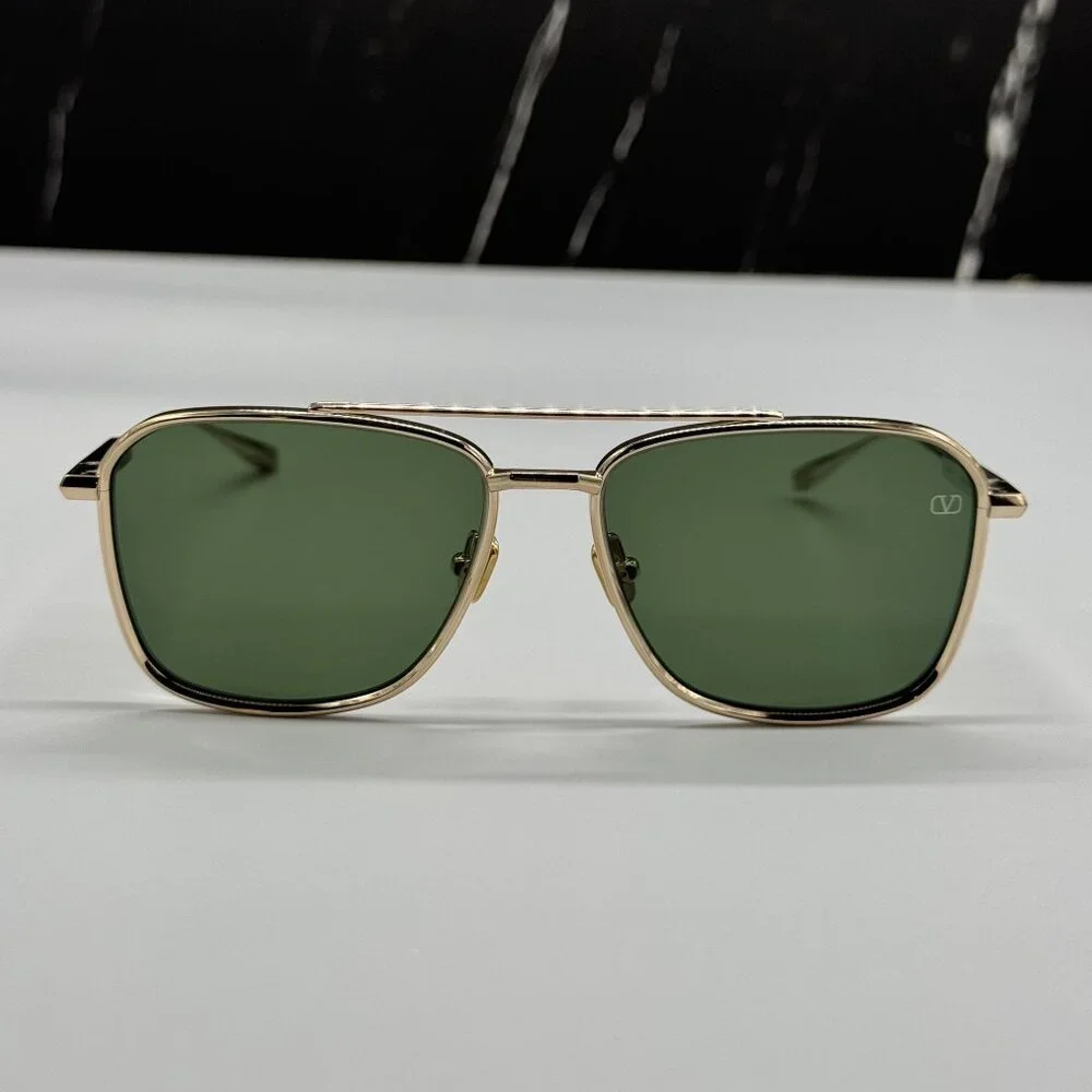 NEW VALENTINO VLS-168A GOLD GREEN UNISEX SUNGLASSES - Picture 2 of 10